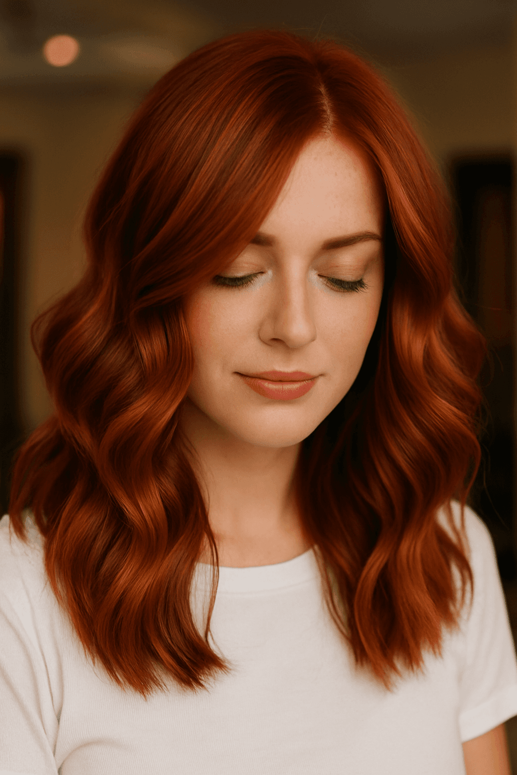 Polished brunette hair with soft waves and shine